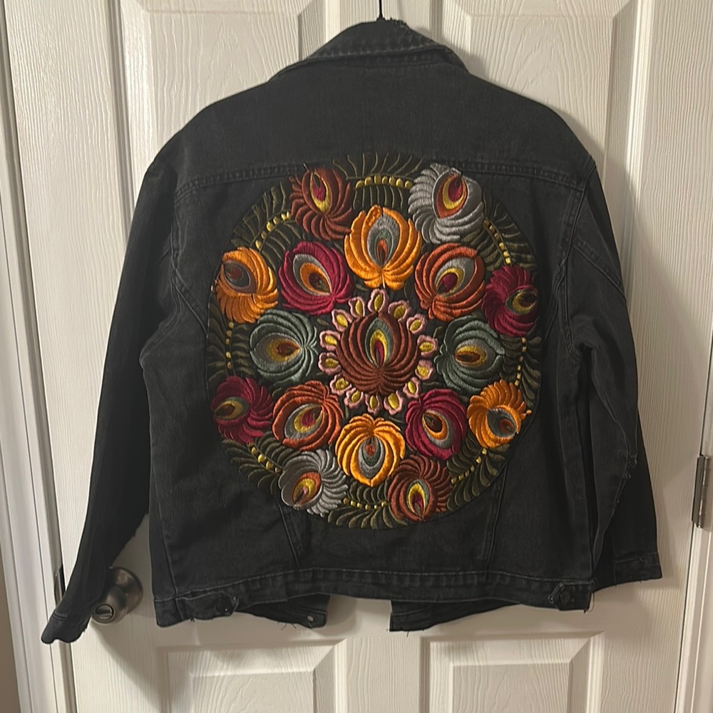 Embroidered Black Denim Jacket